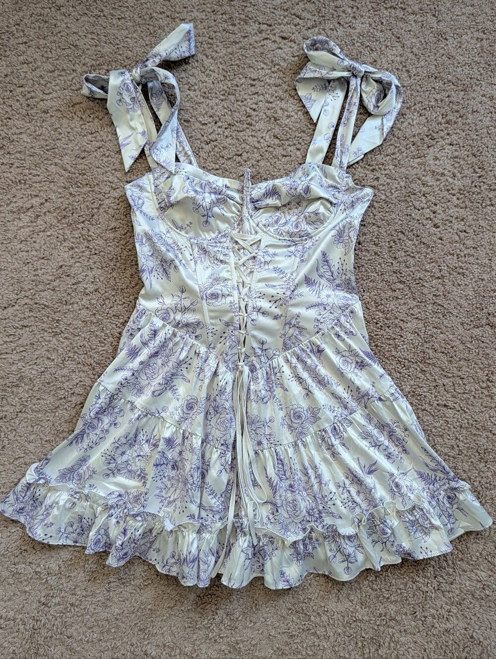 Sugar Thrillz Womens Lavender Purple White Holding Court Mini Dress Size Large - Picture 5 of 14